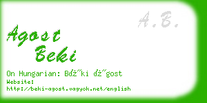 agost beki business card